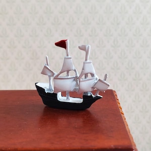Dollhouse Tiny Tall Model Ship Statue Boat Miniature Hand Painted Metal