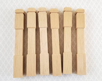 Postes de madera en miniatura para casa de muñecas, 6 piezas, escala 1:12, 8,9 cm de largo, Houseworks n.° 7209