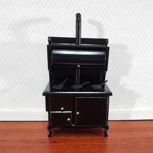 Dollhouse Kitchen Range Cabinet Stove Oven Black 1:12 Scale Miniature ...