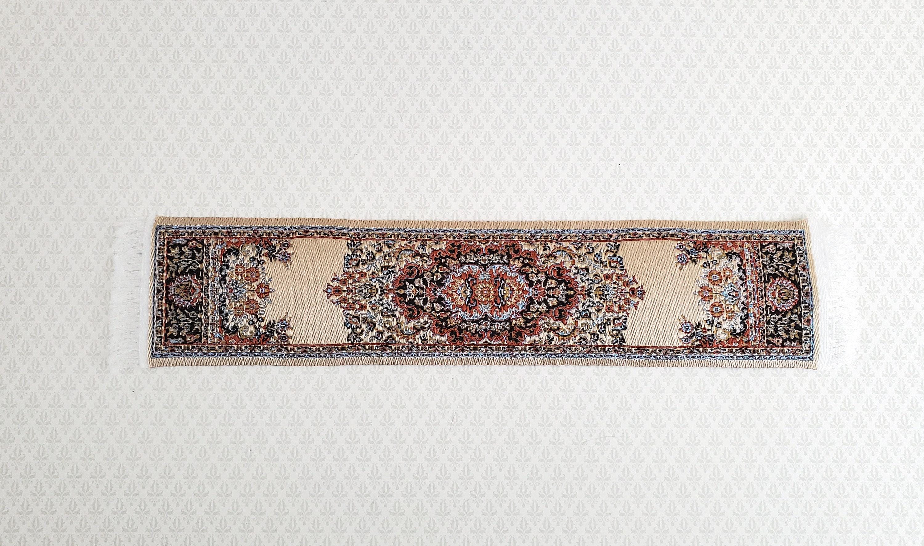 Dollhouse Miniature Narrow Carpet Rug Runner Beige Woven Fabric 1:12 Scale