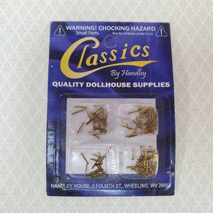 Brass Nails Brads Small Tiny Thin 1/4&quot; Pack of 100 Dollhouse Miniatures Hardware