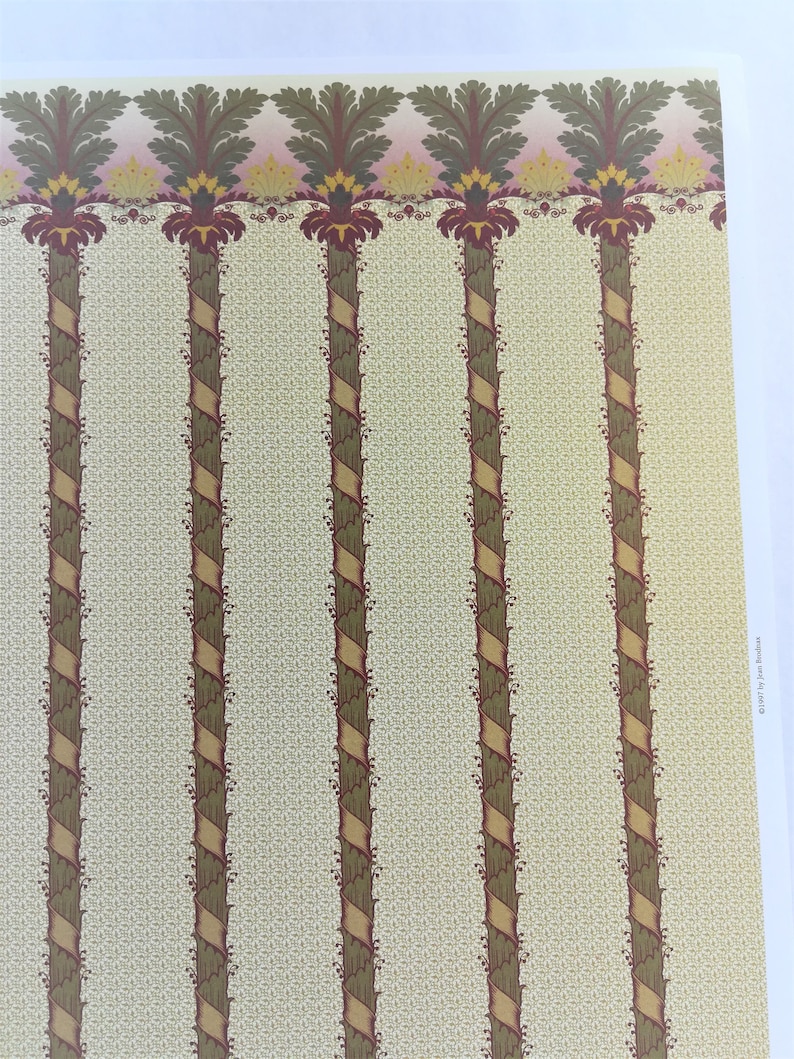 Dollhouse Miniature Brodnax Victorian Wallpaper Palm Trees /"Brighton/" 1:12 Scale