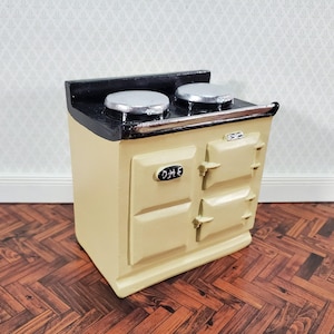 Dockhus AGA-stil Spis Spis Ugn Krämfärgad 1:12 Skala Miniatyrkök