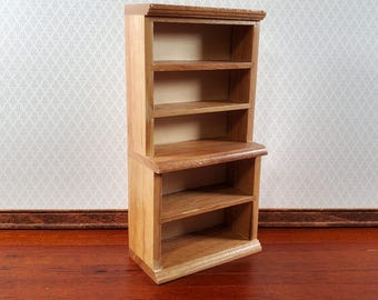 Dollhouse Bookcase or Shop Shelves Light Oak Finish 1:12 Scale Bookshelf