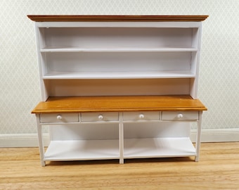 Dollhouse Georgian Welsh Dresser Kitchen Cupboard 1:12 Scale Miniature White Finish