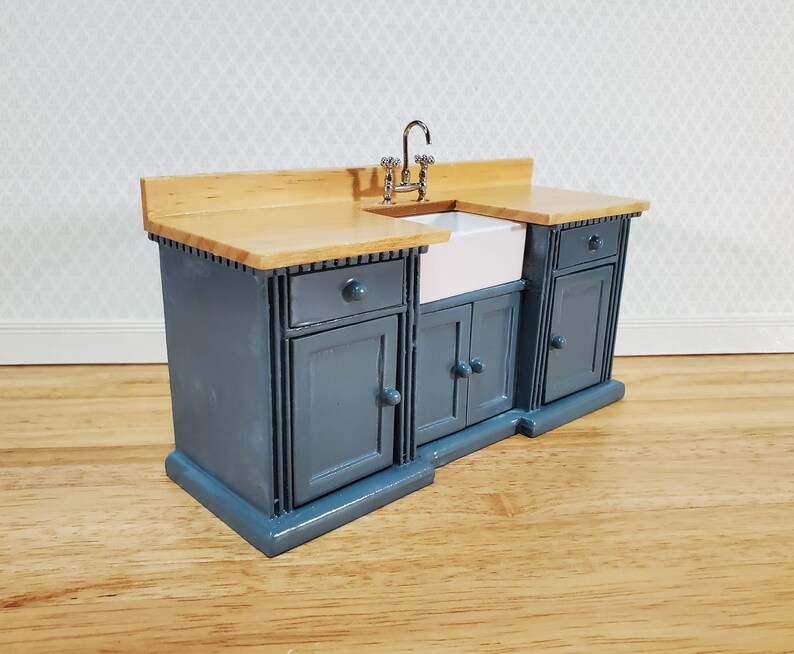 Dollhouse Kitchen Sink 112 Scale Miniature Blue/gray Etsy