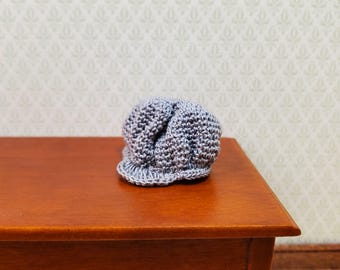 Dollhouse Crocheted Hat Gray Wearable 1:12 Scale Miniature