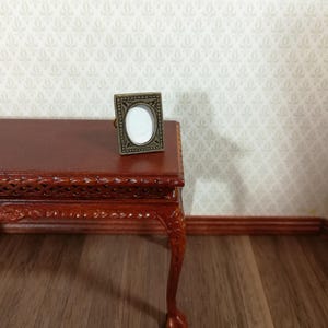 Dollhouse Picture Frame Small Antique Bronze with Stand Oval Opening 1:12 Scale Miniature