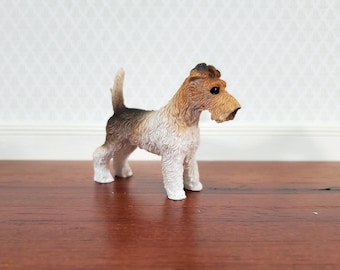 Dollhouse Fox Terrier Puppy Dog 1:12 Scale Miniature Pet Standing