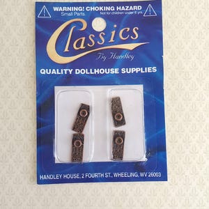 Dollhouse Miniature Door Knobs Fancy with Plates Set Antique Bronze 1:12 Scale