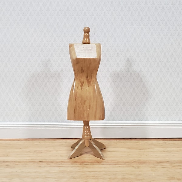 Miniature Mannequin Dressmakers Tailor Dummy Wood 1:12 Scale Dollhouse Light Oak Finish
