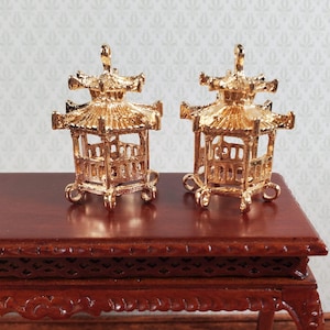 Chinese Lantern Charms Small Gold Decoration 2 pieces Jewelry Making Miniatures