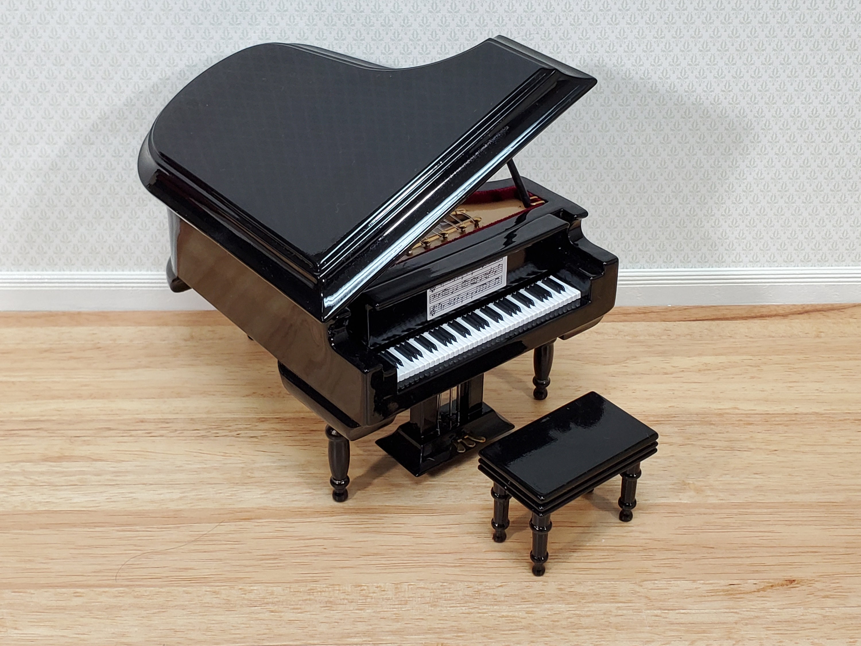 New Classic Toys Piano à queue enfant 18 touches bois noir