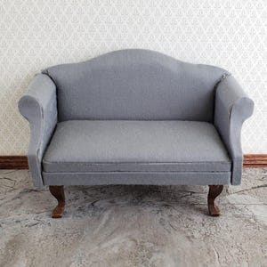 Dollhouse Modern Sofa Gray Couch 1:12 Scale Miniature Furniture