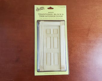 Dollhouse Miniature Door 6 Panel Interior with Head Blocks 1:12 Scale by Houseworks #6025