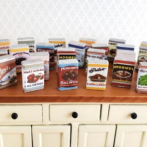 Dollhouse Miniature Old Fashion Grocery Store Tins Canned Goods 1:12 Scale Food