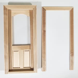 Dollhouse Door Interior or Exterior with Arched Window 1:12 Scale Miniature