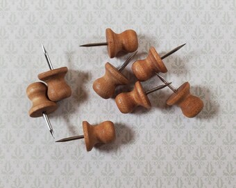 Wood Thumb Tacks Light Brown Push Pins 8 Pcs Use for Dollhouse Furniture