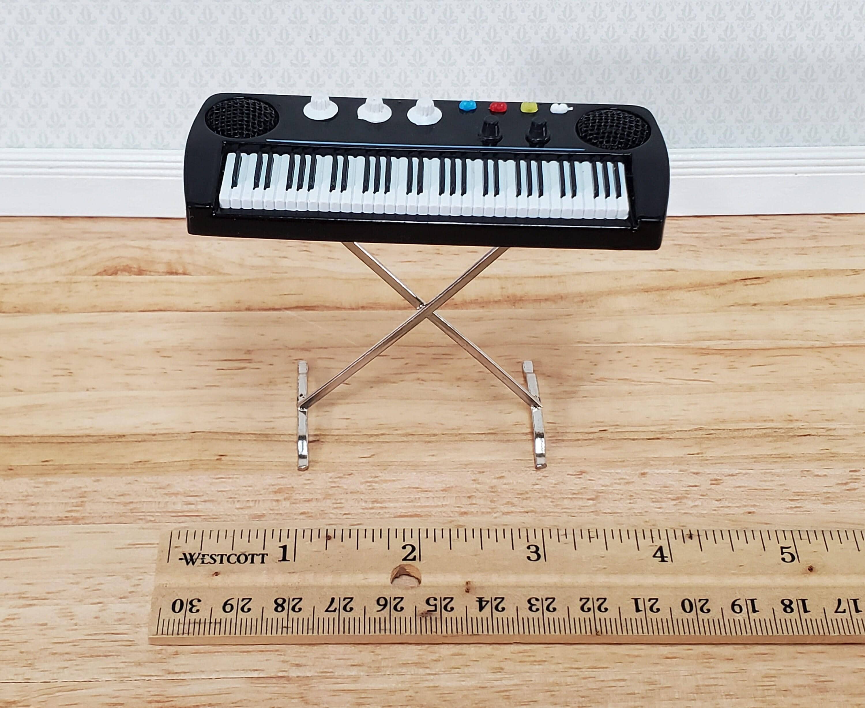 Miniature Keyboard Modern Style Instrument Prop 1:12 Scale Dollhouse 3 ...