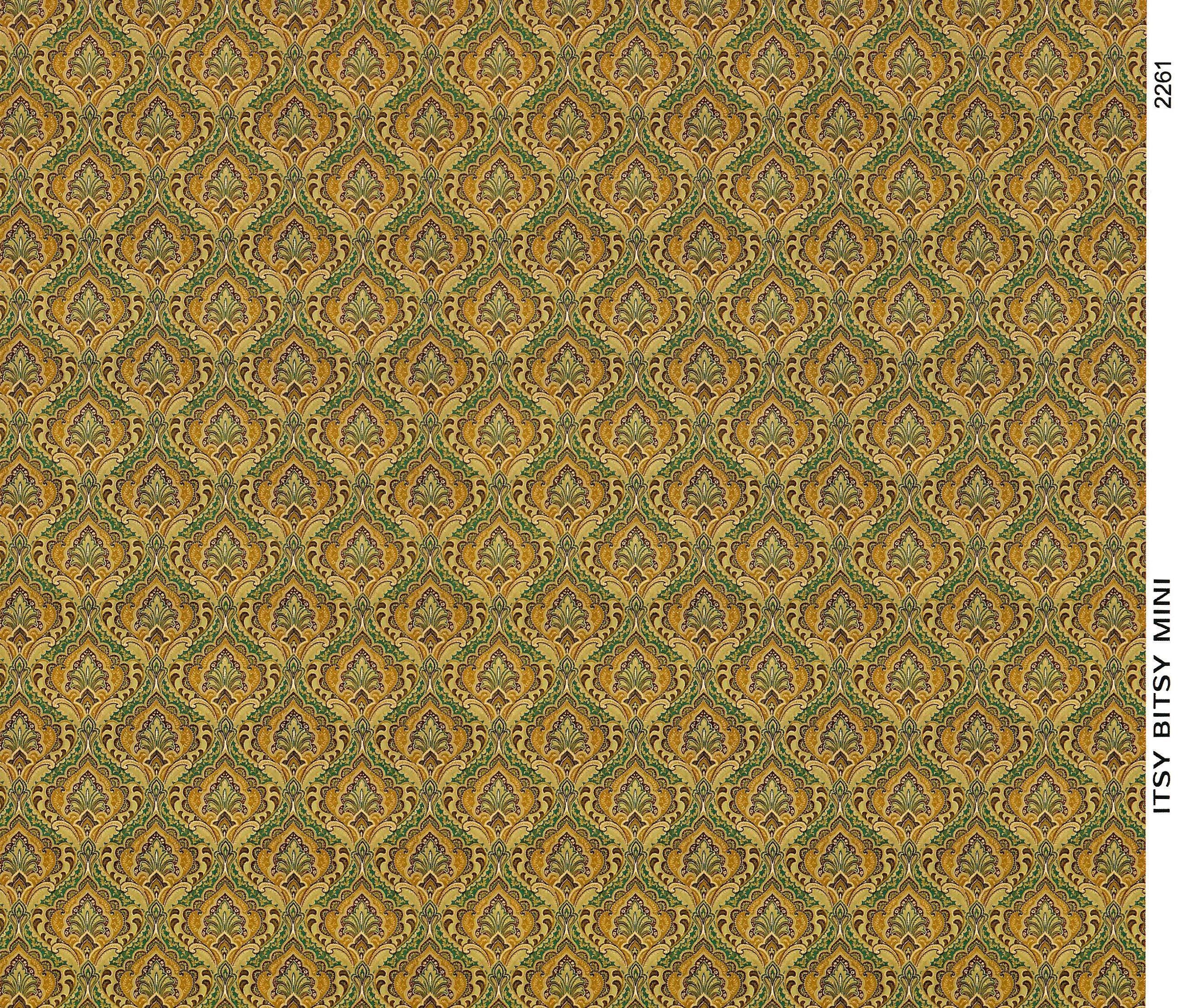 Dollhouse Wallpaper Paisley Beige Browns Teal 1:12 Scale Itsy