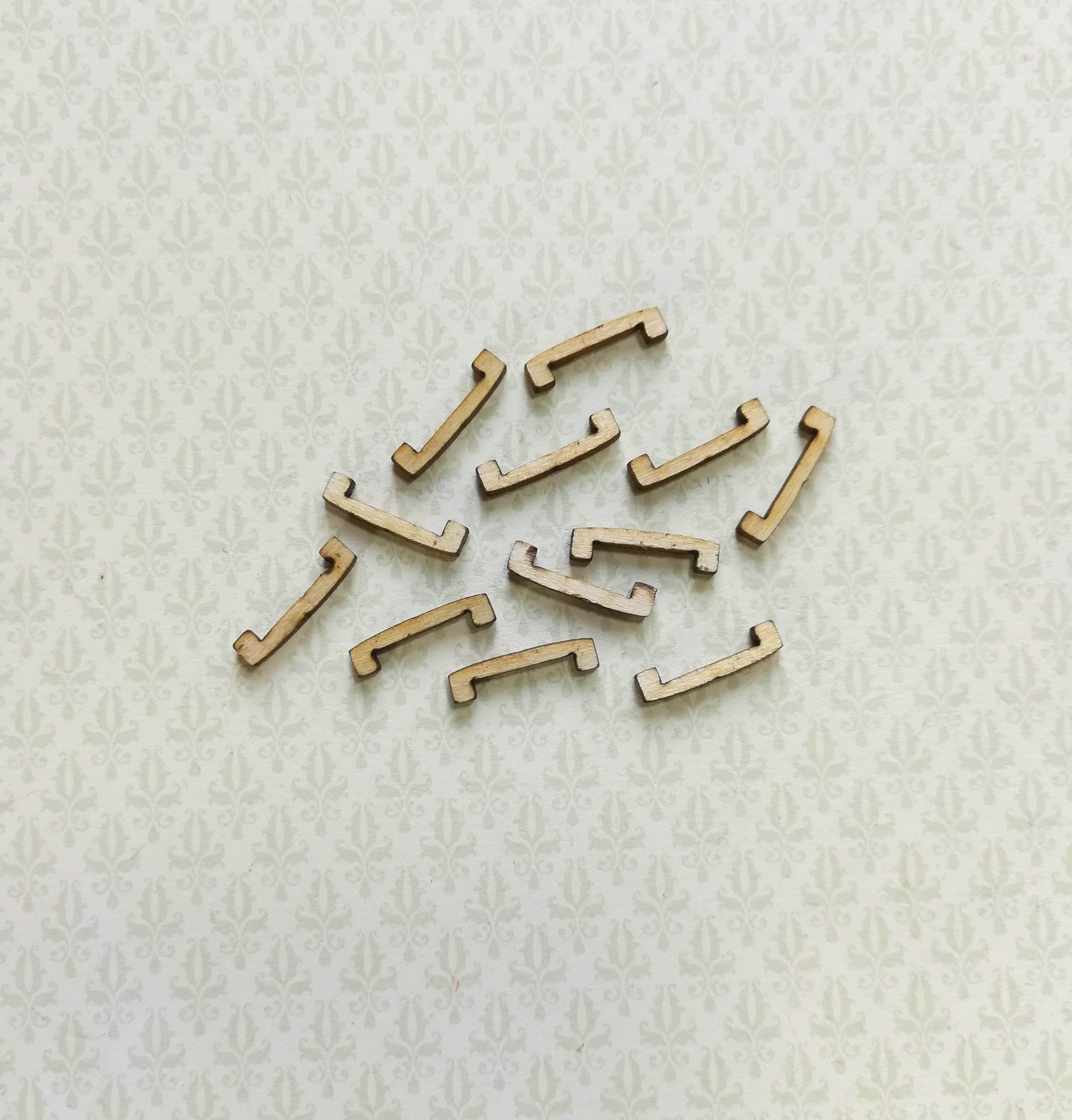 Dollhouse Miniature Drawer Pulls Handles Wood 12 Pieces 1 12 Scale