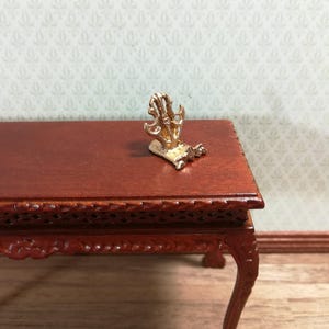 Dollhouse Miniature Plate Stand Holder Gold 1:12 Scale Painted Metal