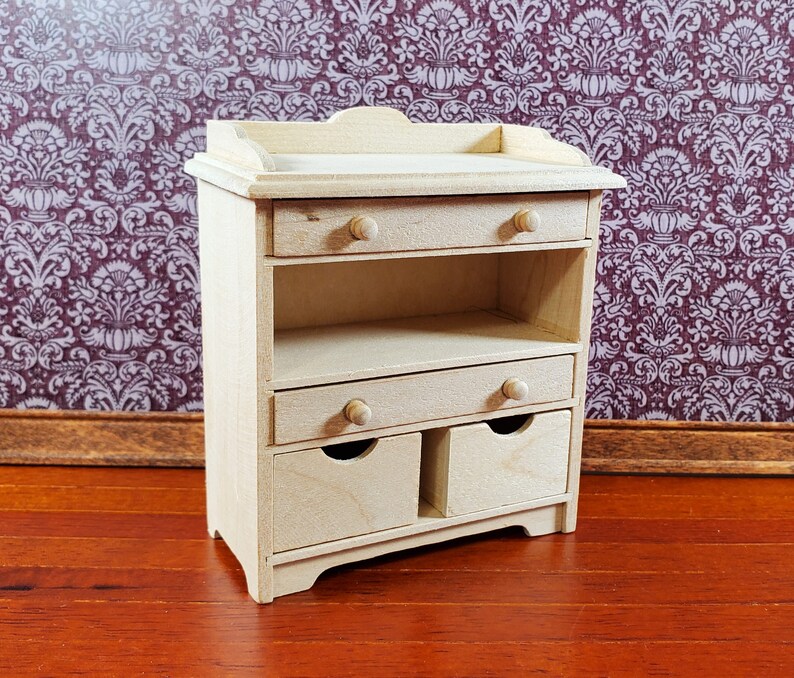 Modern Dollhouse Changing Table Unpainted Wood 112 Scale Nursery Room