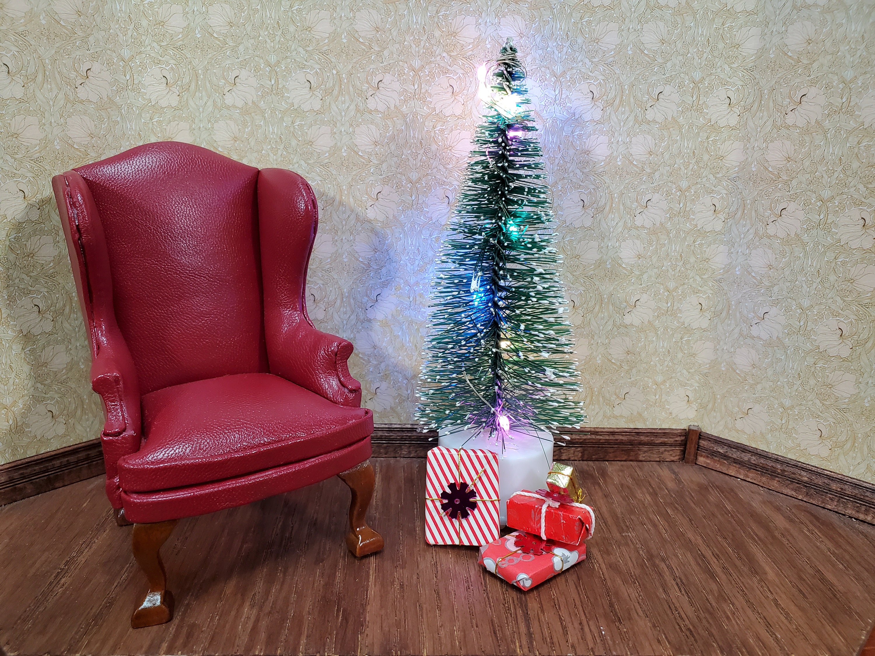 Dollhouse Christmas Tree Lighted Battery Operated Multi Etsy