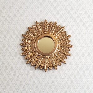 Dollhouse Miniature Sunburst Mirror Gold Frame 1:12 Scale 2 3/8"