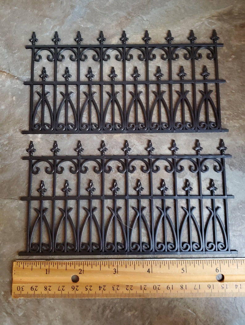 Dollhouse Miniature Fence Railing x2 Black Victorian or Georgian Garden 1:12 Scale image 2