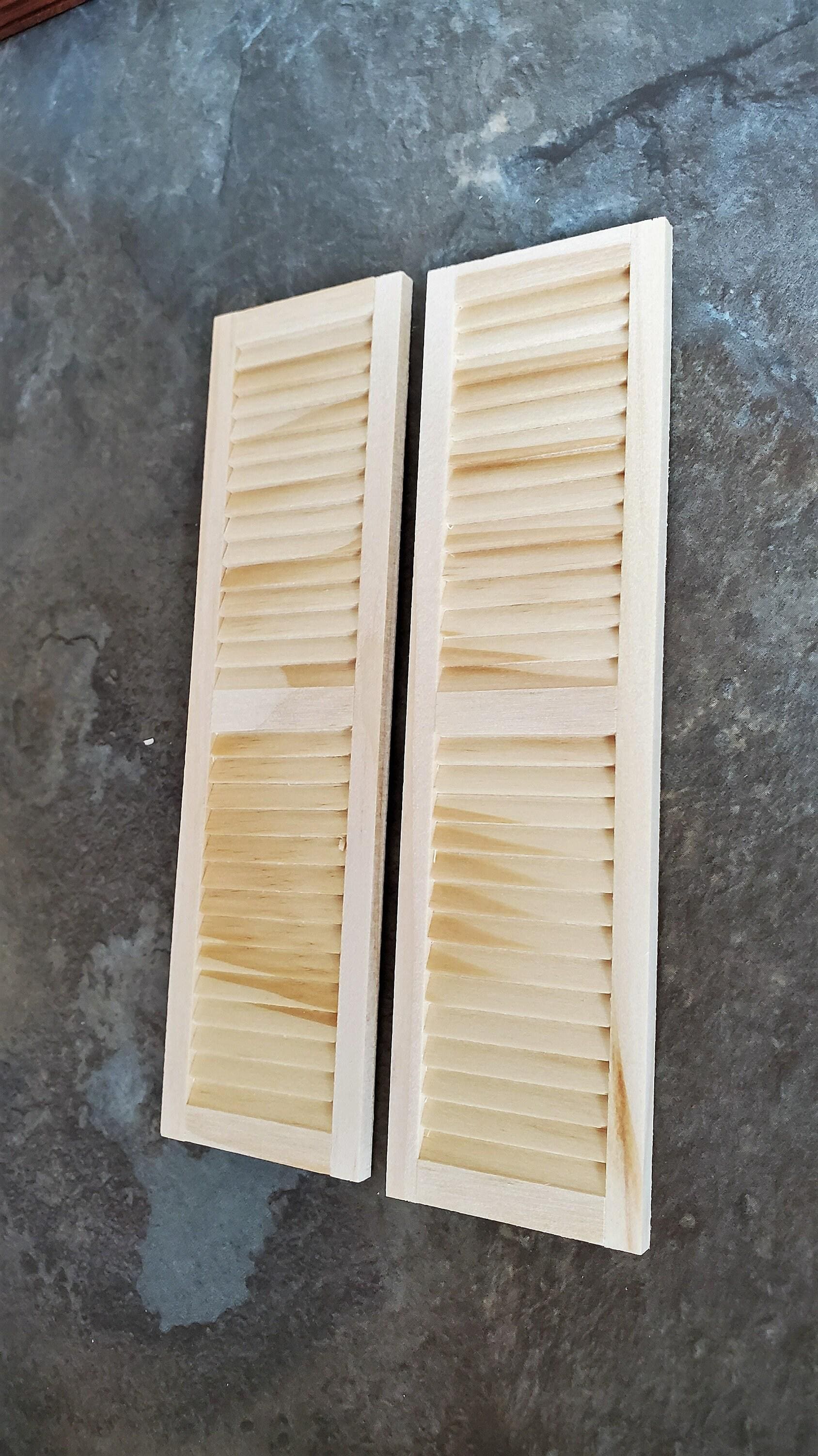 Dollhouse Miniature Shutters Louvered 1 Pair Unfinished Wood 1:12 Scale ...