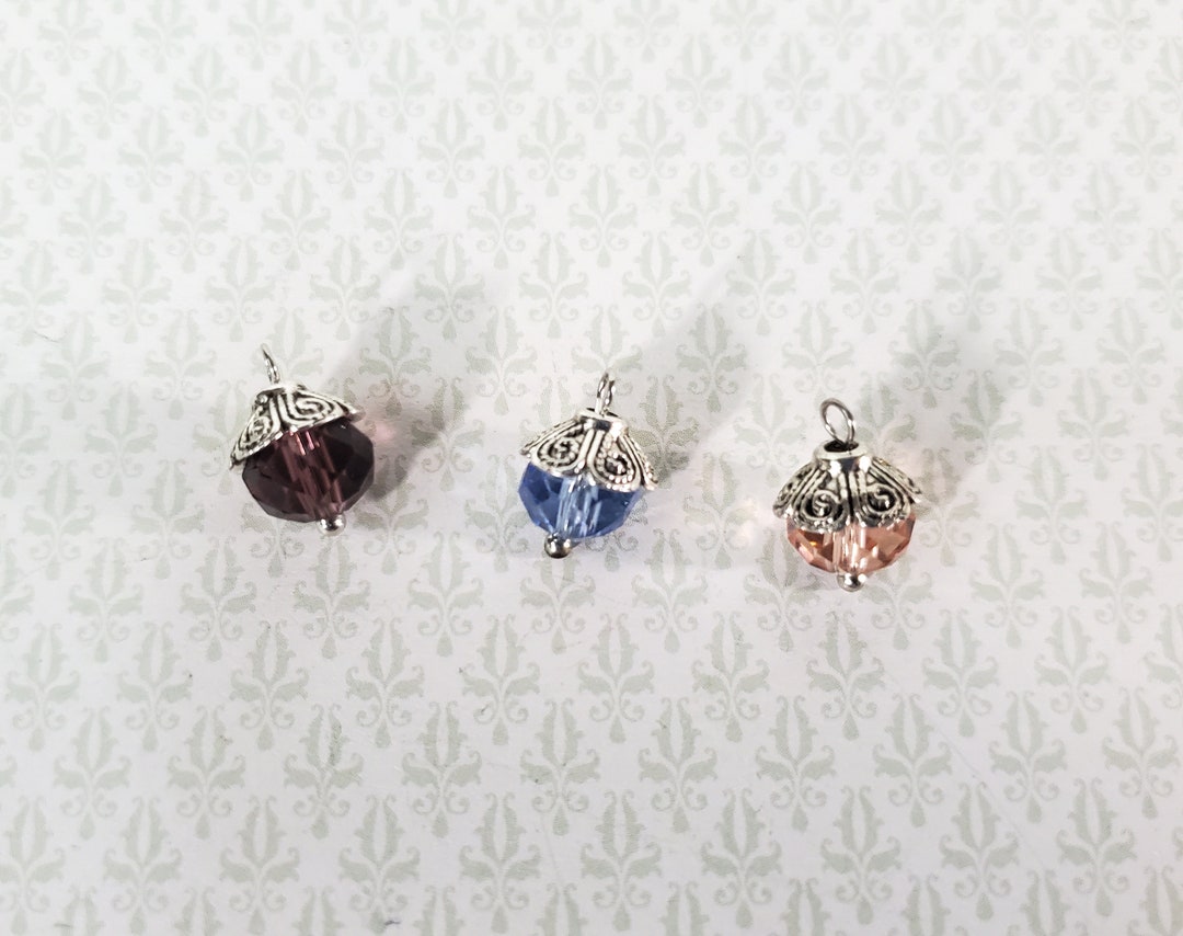 Dollhouse Christmas Ornaments Set of 3 Tiny Crystal Bulbs Decorating 1