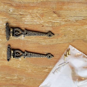 Dollhouse Miniature Hinge Large Antique Style Bronze 1:12 Scale Includes Nails image 1