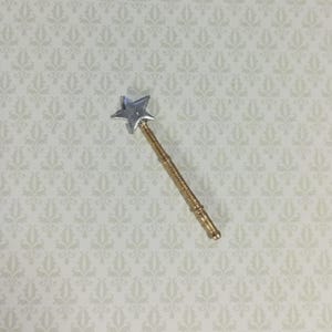 Dollhouse Miniature Magic Fairy Wand with Silver Star 1:12 Scale Fairy Garden