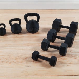 Miniature Weight Set Kettle Balls 1:12 Scale Prop Action Figures Dioramas Gym