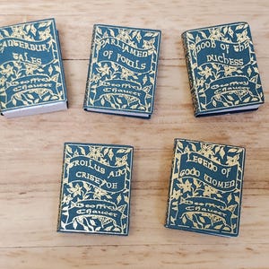 Dollhouse Book Set x5 Geoffrey Chaucer blank inside 1:12 Scale Miniature Library