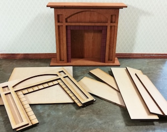 Arts & Crafts Fireplace Dollhouse Miniature Kit 1:12 Scale Unfinished Original Design