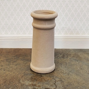 Miniature Tall Chimney Pot Smoke Stack Stone Color Ceramic 1:12 Scale Dollhouse