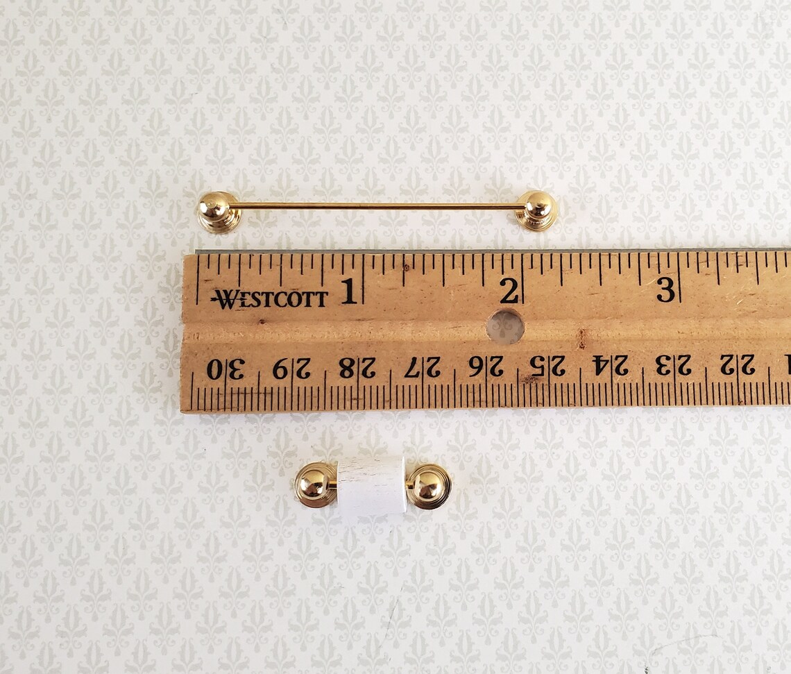 Dollhouse Towel Rod & Toilet Paper Holder Gold Brass Bathroom Etsy