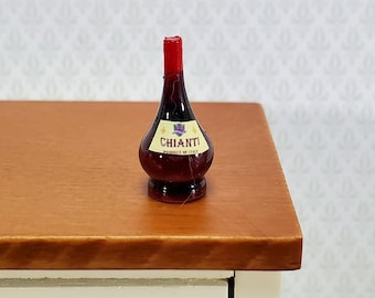 Dollhouse Miniature Chianti Wine Bottle 1:12 Scale Kitchen Accessory Beverages