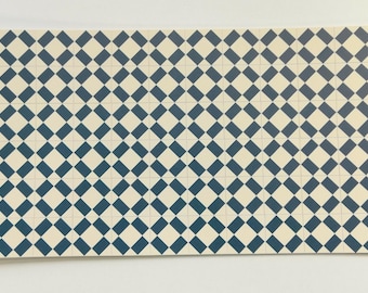 Dollhouse Miniature Tile Flooring Sheet Blue & Cream 1:12 Scale Break Off Pieces