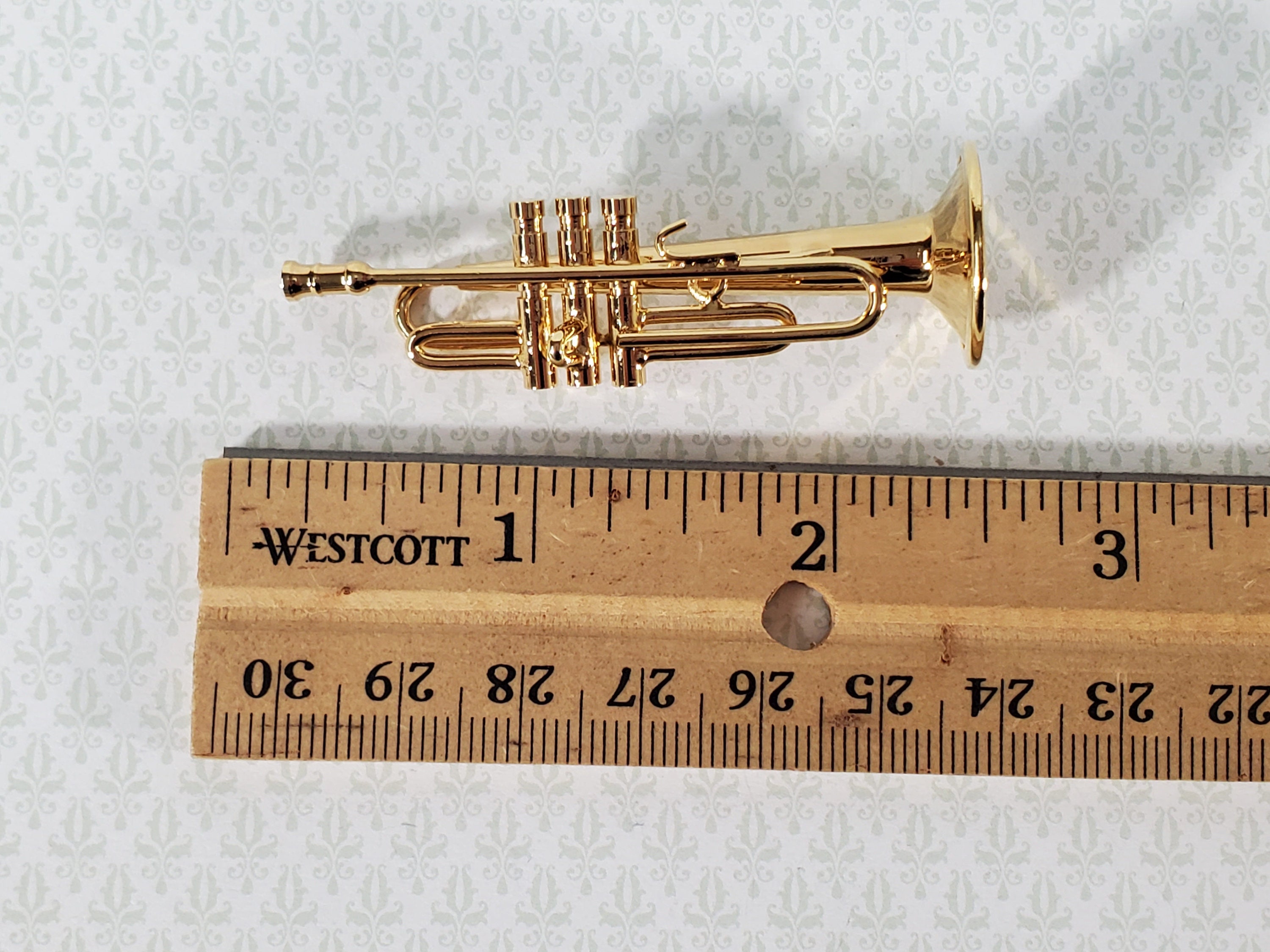 Joueur de trompette, réplique de trompette miniature avec support et étui  plaqué or, modèle d'instrument, modèle d'ornements musicaux pour cadeau de