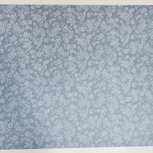 Dollhouse Wallpaper Blue Gray Damask Minigraphics 1 12 Scale Etsy