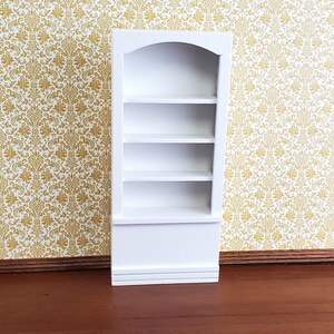 Dollhouse Miniature Bookcase Tall 4 Shelves White Finish 1:12 Scale Furniture Bookshelf image 2