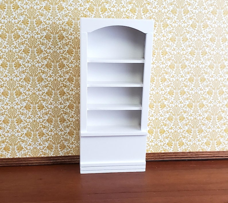 Dollhouse Miniature Bookcase Tall 4 Shelves White Finish 1:12 Scale Furniture Bookshelf image 2