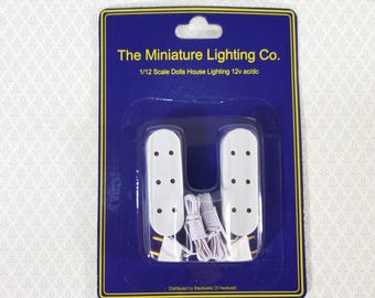 Dollhouse 3 Plug Triple Standard Outlet Extension Cords x2 for 1:12 Scale Miniature Lighting