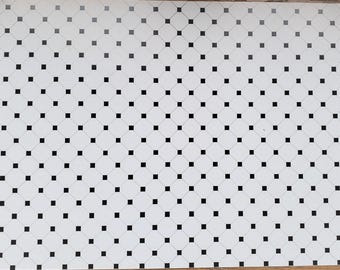 Dollhouse Miniature Tile Floor White with Black Diamonds Glossy Sheet 1:12 Scale