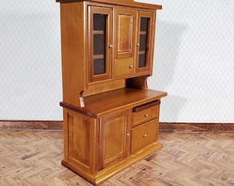 Dollhouse Kitchen Cabinet w/ Flour Bin 1:12 Scale Miniature Furniture Walnut Finish