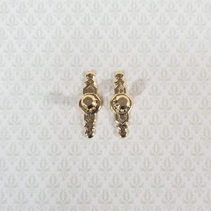 Dollhouse Miniature Doorknobs Handles Fancy Gold 1 Set 1:12 Scale CLA05510
