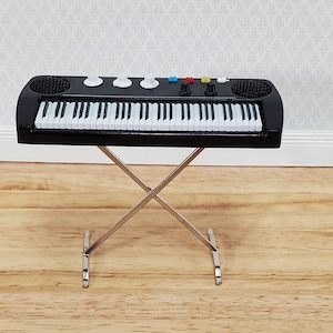 Miniature Keyboard Modern Style Instrument Prop 1:12 Scale Dollhouse 3 1/2"